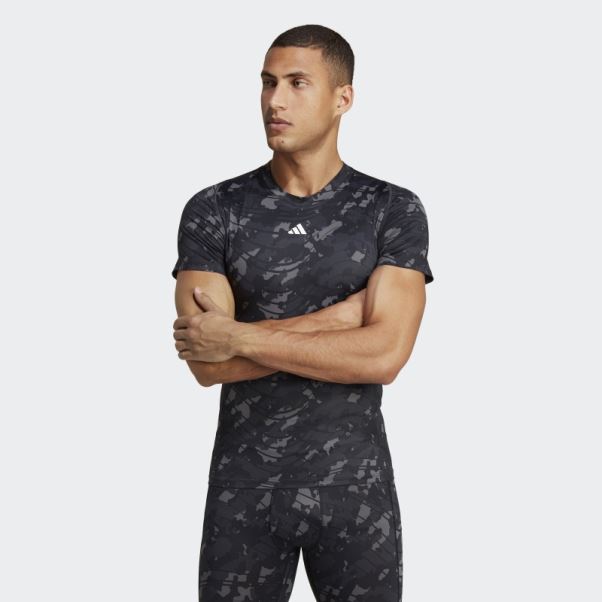 T-shirt D'entraînement Imprimé Allover Techfit Noir Adidas