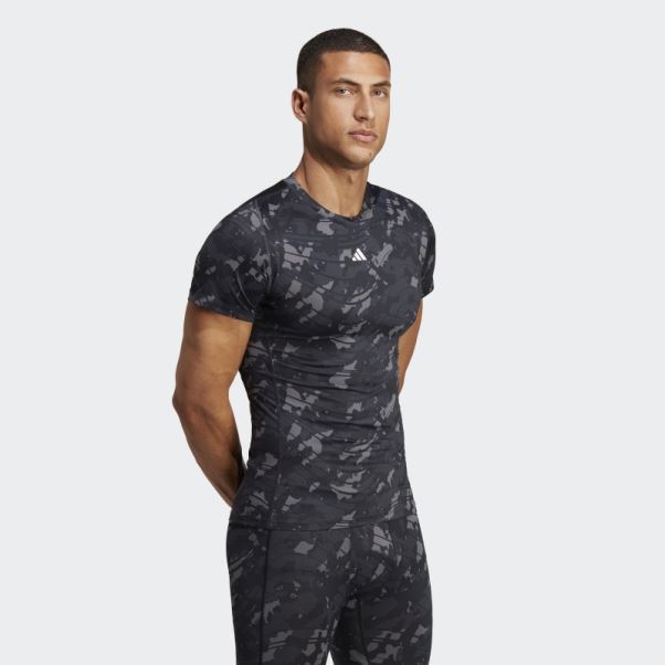 T-shirt D'entraînement Imprimé Allover Techfit Noir Adidas