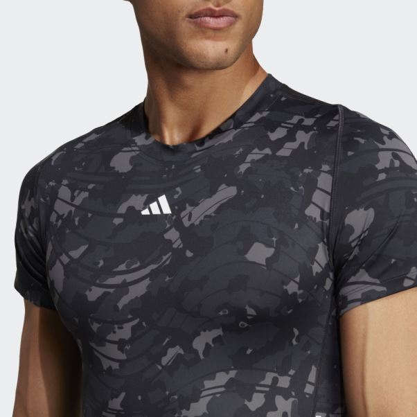 T-shirt D'entraînement Imprimé Allover Techfit Noir Adidas