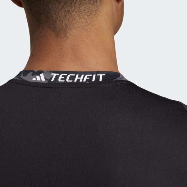 T-shirt D'entraînement Imprimé Allover Techfit Noir Adidas