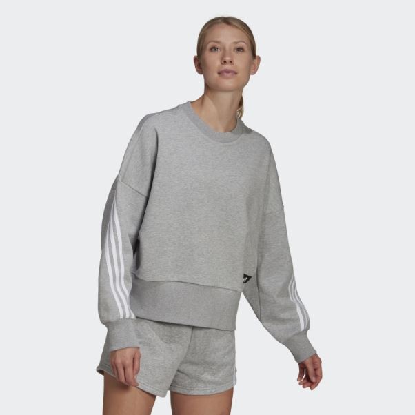 Sweat Adidas Future Icons Gris Moyen à 3 Bandes