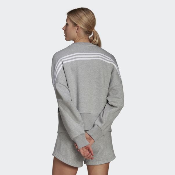 Sweat Adidas Future Icons Gris Moyen à 3 Bandes