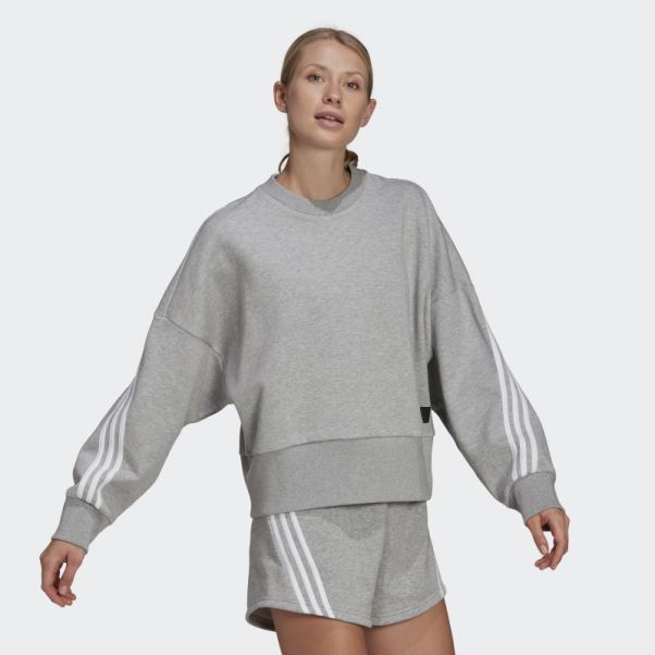 Sweat Adidas Future Icons Gris Moyen à 3 Bandes