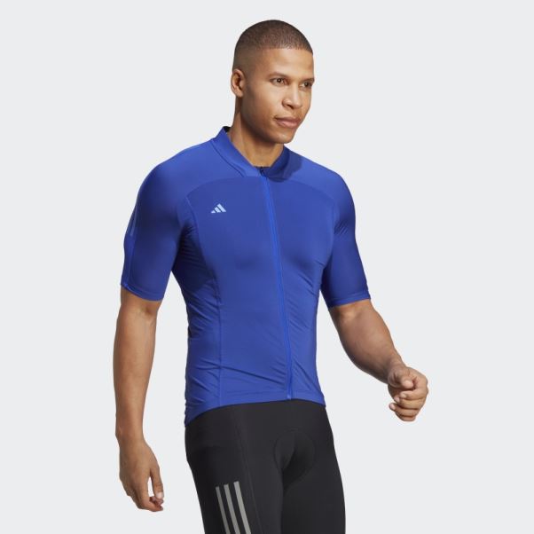 Le Maillot Cycliste Manches Courtes Bleu Adidas