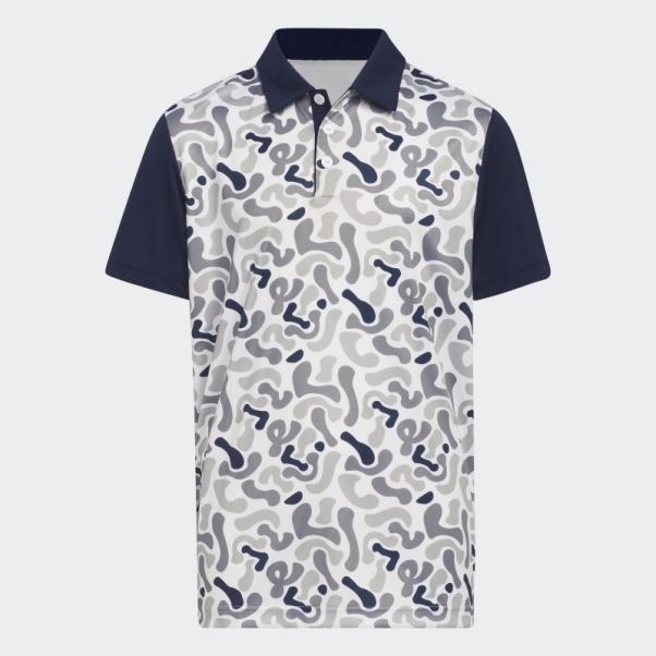 Polo Bleu Marine Imprimé Camouflage Adidas