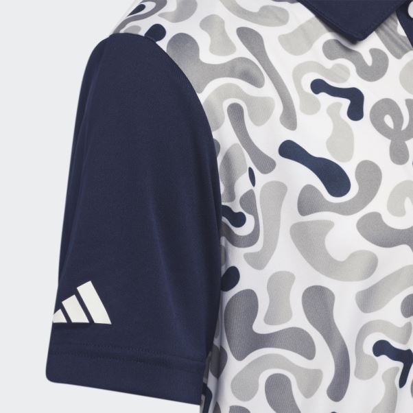 Polo Bleu Marine Imprimé Camouflage Adidas