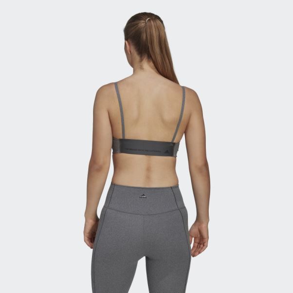 Soutien-gorge à Maintien Léger Adidas Yoga Studio Gris Foncé Chiné