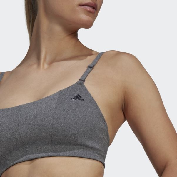 Soutien-gorge à Maintien Léger Adidas Yoga Studio Gris Foncé Chiné