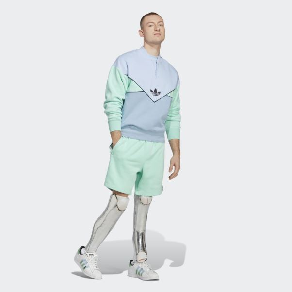 Sweat Ras Du Cou Demi-zip Adidas Aube Adicolor Season Archive Bleu