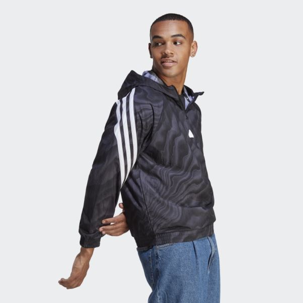 Sweat à Capuche Adidas Future Icons Noir Imprimé Sur L'ensemble