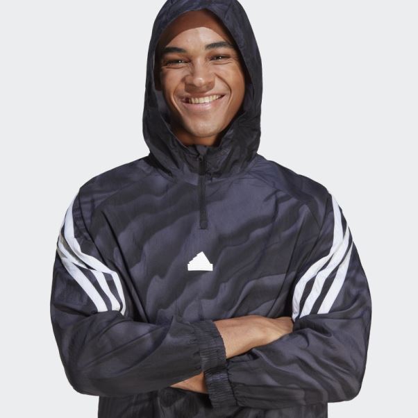 Sweat à Capuche Adidas Future Icons Noir Imprimé Sur L'ensemble