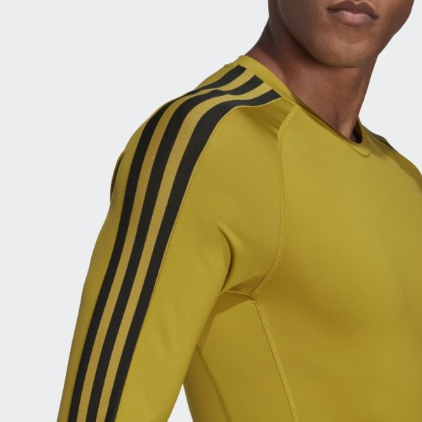 Adidas Techfit 3-stripes Training T-shirt à Manches Longues Olive