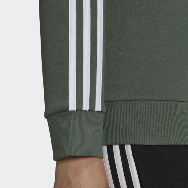Sweat Adidas Essentials 3-stripes Polaire Vert Oxyde
