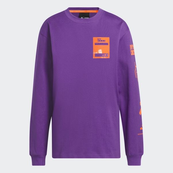 T-shirt Graphique à Manches Longues (tous Genres) Violet Adidas