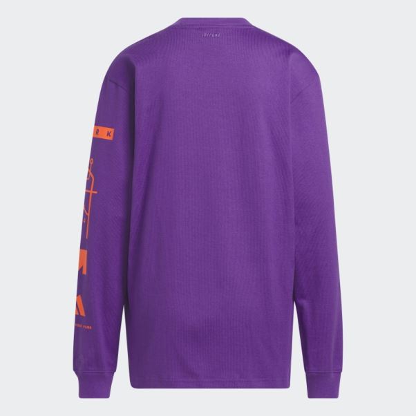 T-shirt Graphique à Manches Longues (tous Genres) Violet Adidas