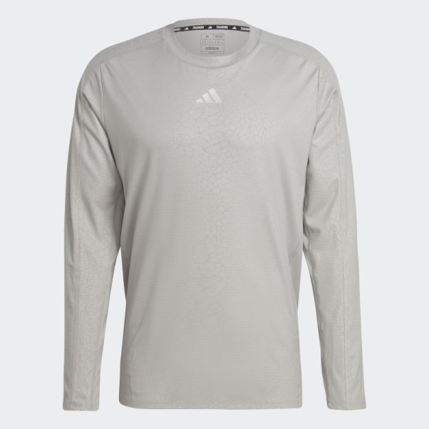 Mgh T-shirt à Manches Longues Adidas Workout Pu Print Gris Uni