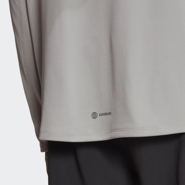 Mgh T-shirt à Manches Longues Adidas Workout Pu Print Gris Uni