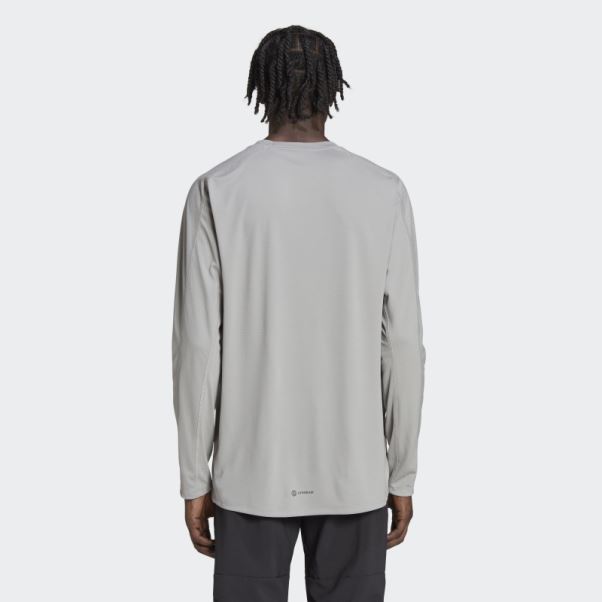 Haut à Manches Longues Adidas Workout Pu Print Mgh Gris Uni