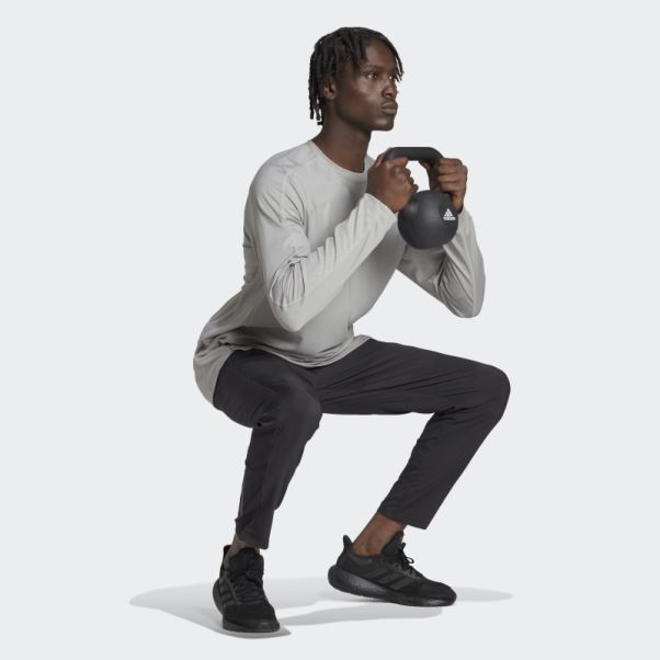Haut à Manches Longues Adidas Workout Pu Print Mgh Gris Uni