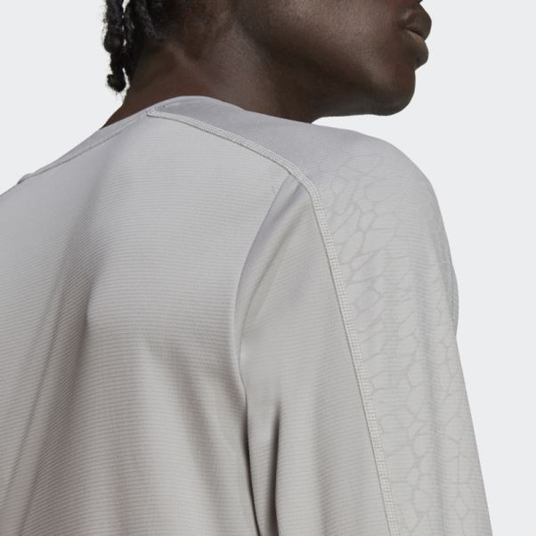 Haut à Manches Longues Adidas Workout Pu Print Mgh Gris Uni