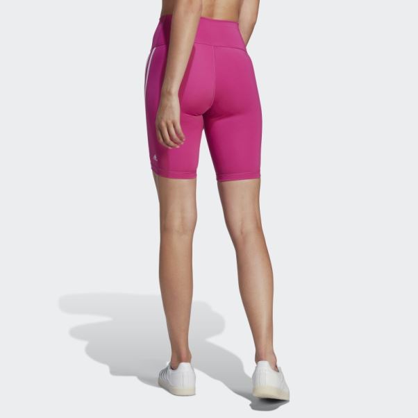 Adidas Fuchsia Optime Train Icones 3-stripes Bike Short Leggings