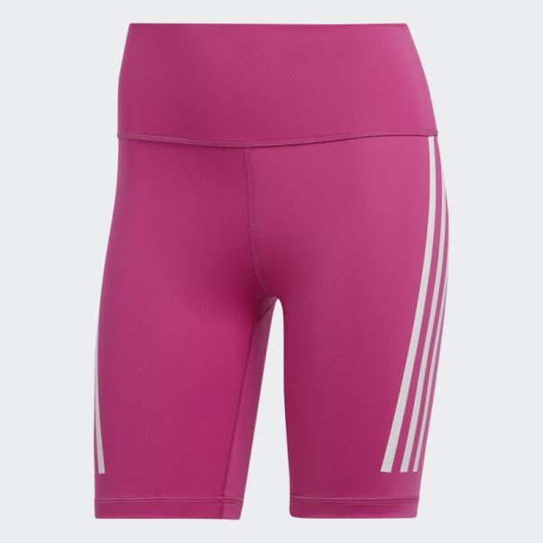Adidas Fuchsia Optime Train Icones 3-stripes Bike Short Leggings