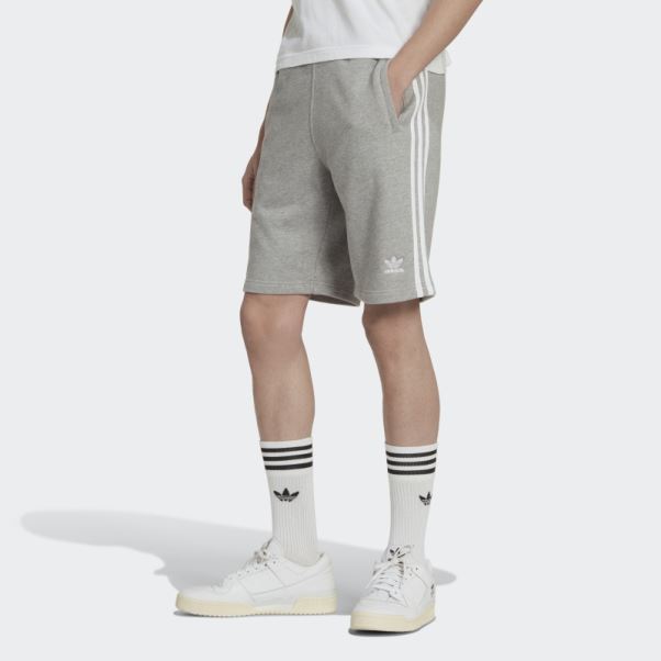 Short De Survêtement Adidas Gris Moyen à 3 Bandes