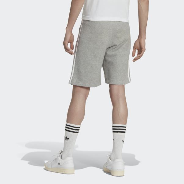 Short De Survêtement Adidas Gris Moyen à 3 Bandes