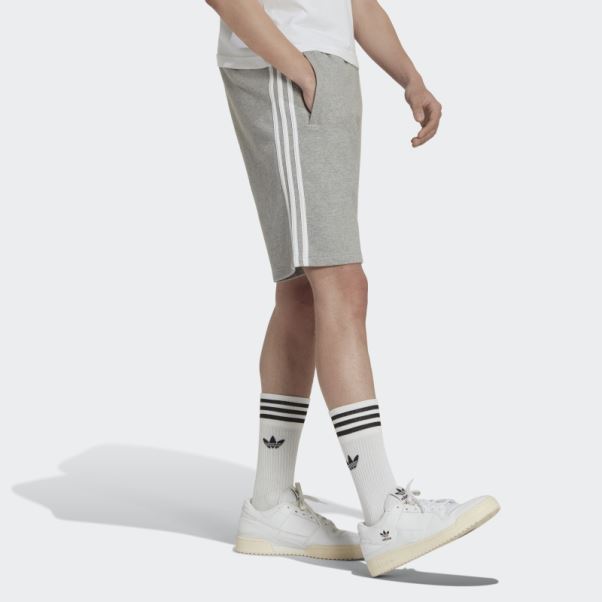 Short De Survêtement Adidas Gris Moyen à 3 Bandes