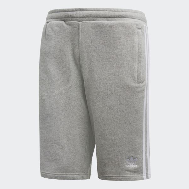 Short De Survêtement Adidas Gris Moyen à 3 Bandes