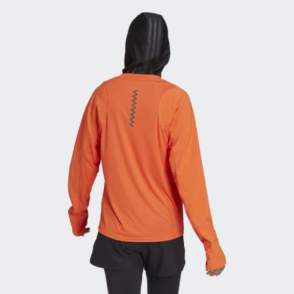 Adidas T-shirt Manches Longues Course Hybride Rapide Orange