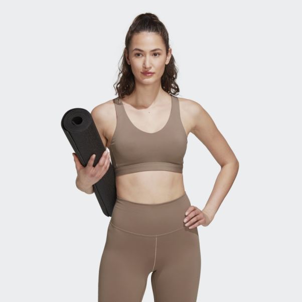 Soutien-gorge à Maintien Moyen Adidas Coreflow Luxe Marron Crayeux