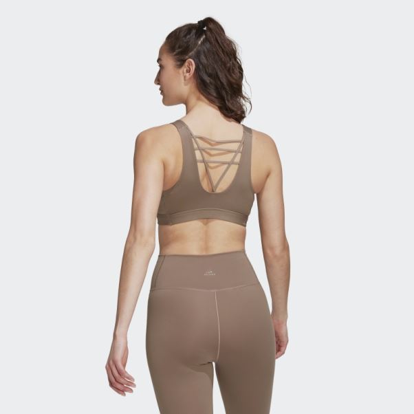 Soutien-gorge à Maintien Moyen Adidas Coreflow Luxe Marron Crayeux