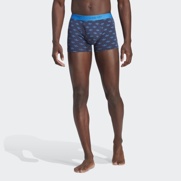 Slip Caleçon Confort Flex En Coton Imprimé Adidas Bleu Marine