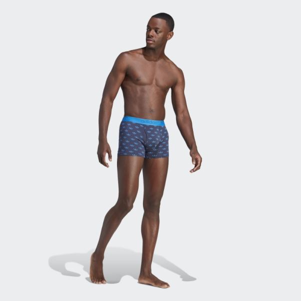 Slip Caleçon Confort Flex En Coton Imprimé Adidas Bleu Marine