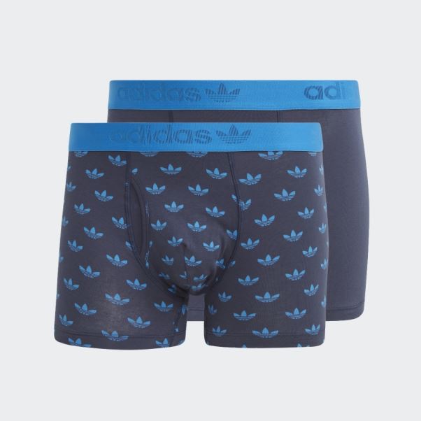 Slip Caleçon Confort Flex En Coton Imprimé Adidas Bleu Marine