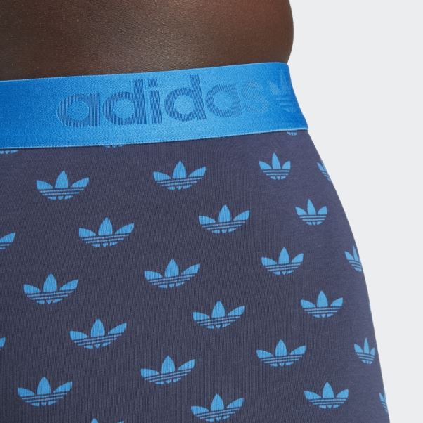 Slip Caleçon Confort Flex En Coton Imprimé Adidas Bleu Marine