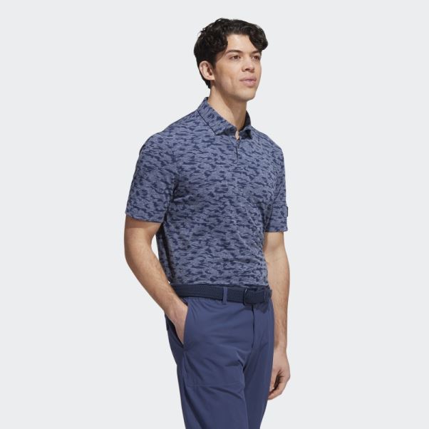 Polo Bleu Marine à Imprimé Camouflage Adidas