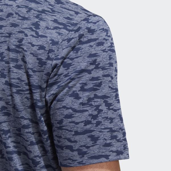 Polo Bleu Marine à Imprimé Camouflage Adidas