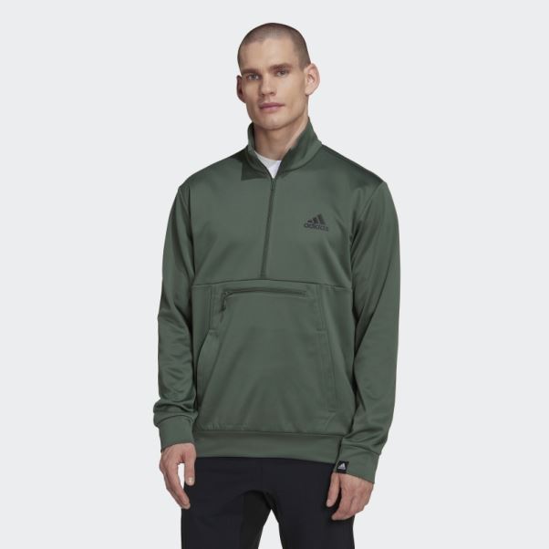 Adidas Green Oxide Aeroready Game And Go Petit Logo Demi-zip Top