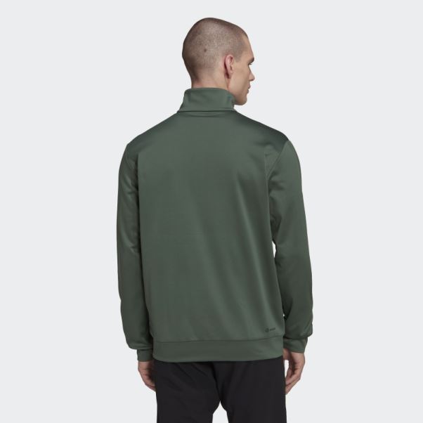 Adidas Green Oxide Aeroready Game And Go Petit Logo Demi-zip Top