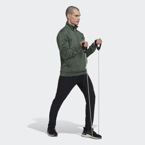 Adidas Green Oxide Aeroready Game And Go Petit Logo Demi-zip Top