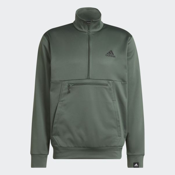 Adidas Green Oxide Aeroready Game And Go Petit Logo Demi-zip Top