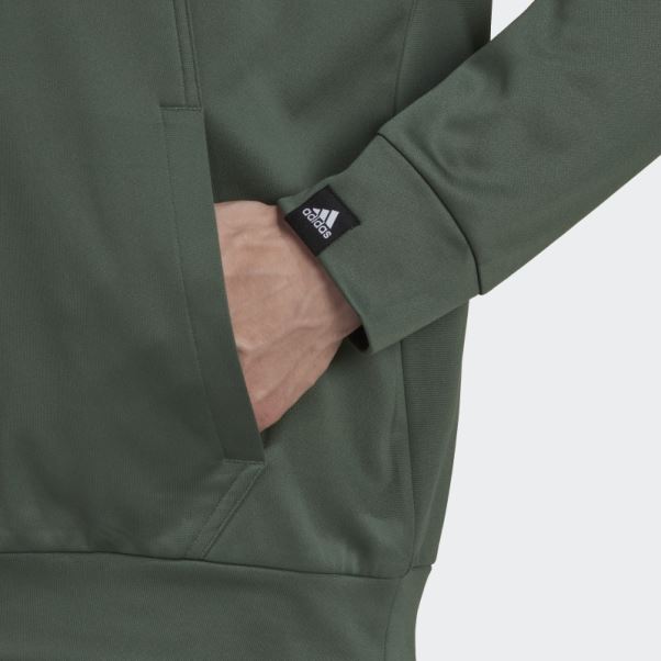 Adidas Green Oxide Aeroready Game And Go Petit Logo Demi-zip Top