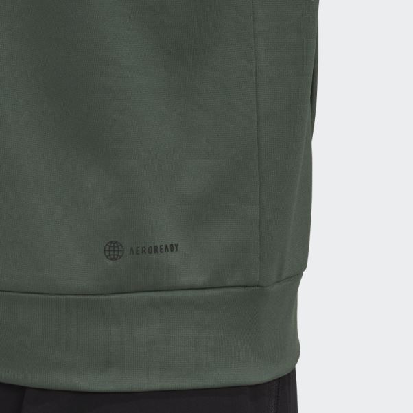 Adidas Green Oxide Aeroready Game And Go Petit Logo Demi-zip Top