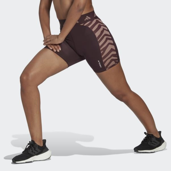Legging Court Taille Haute Zèbre Hyperglam Techfit Marron Adidas