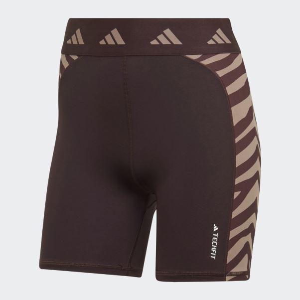 Legging Court Taille Haute Zèbre Hyperglam Techfit Marron Adidas