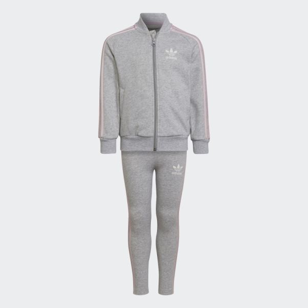 Survêtement Adidas 3 Bandes Gris Clair Chiné