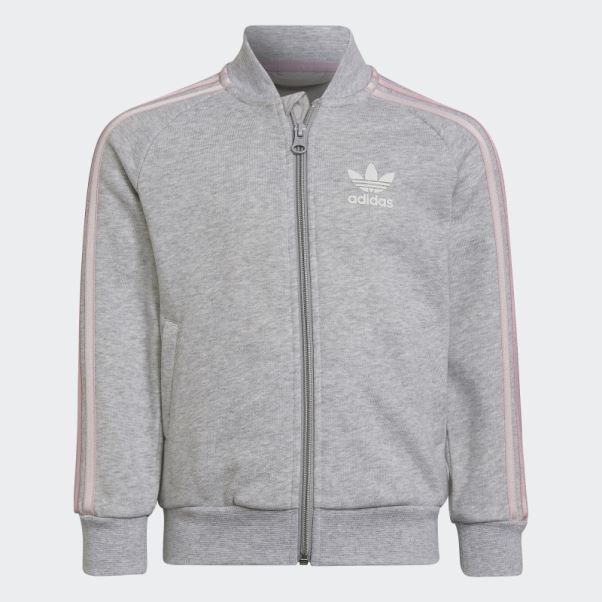 Survêtement Adidas 3 Bandes Gris Clair Chiné