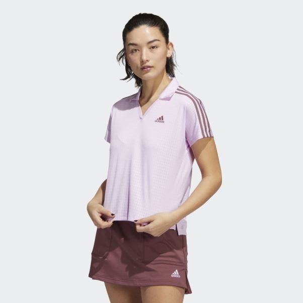 Polo Adidas Lilas à 3 Bandes